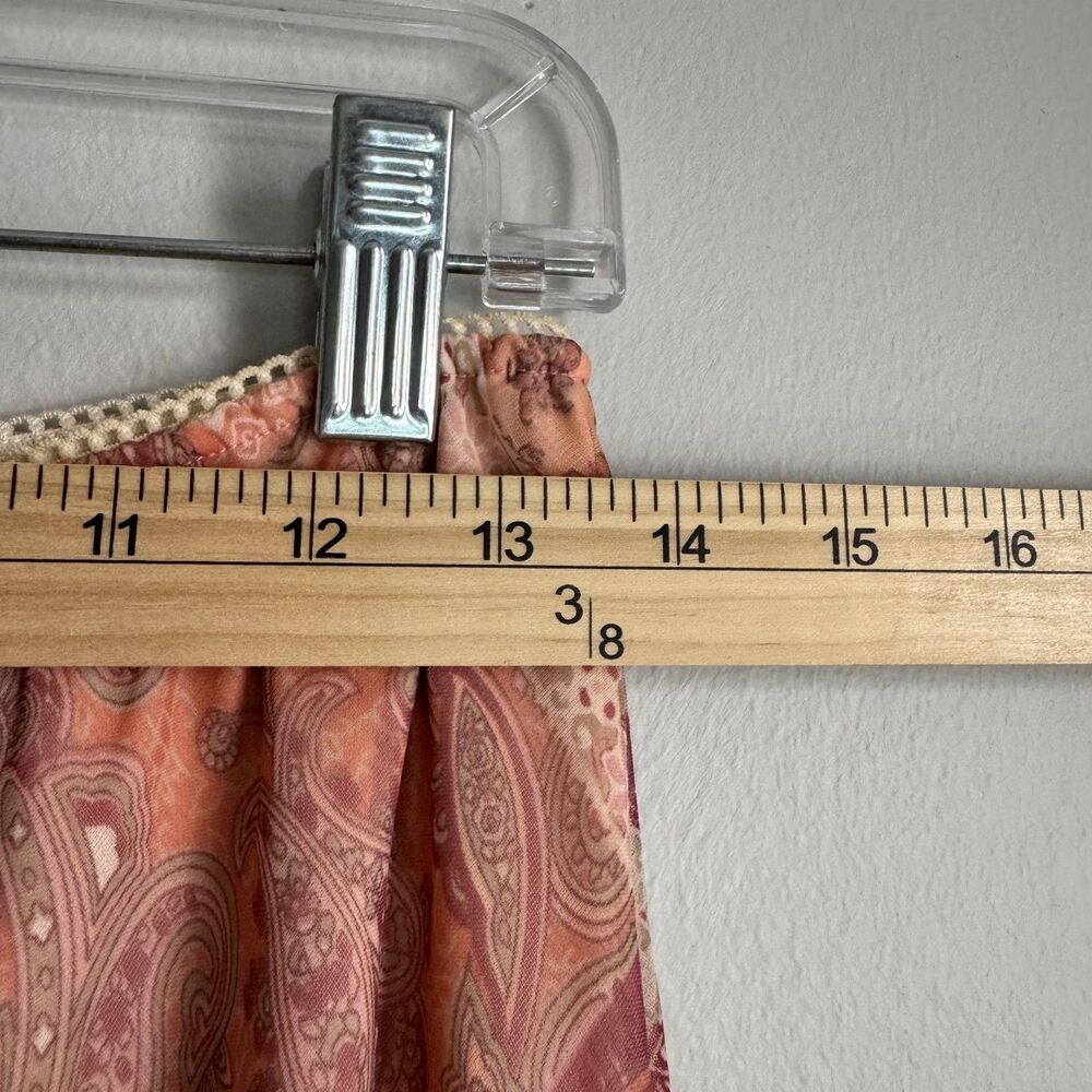 Y2K Ruffle Hem Maxi Skirt Pink Size 14 Floral Paisley Peasant Boho Fairy Whimsy - Picture 8 of 11
